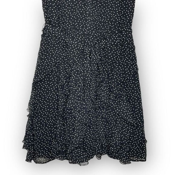 LC Lauren Conrad Dress Black White Polka Dot Ruffle Flutter Women’s Size 8 Small - Picture 4 of 12